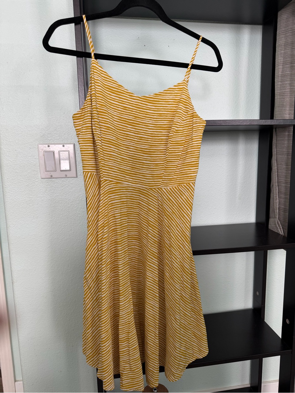 Old Navy Yellow & White Striped Spaghetti Strap Mini Dress